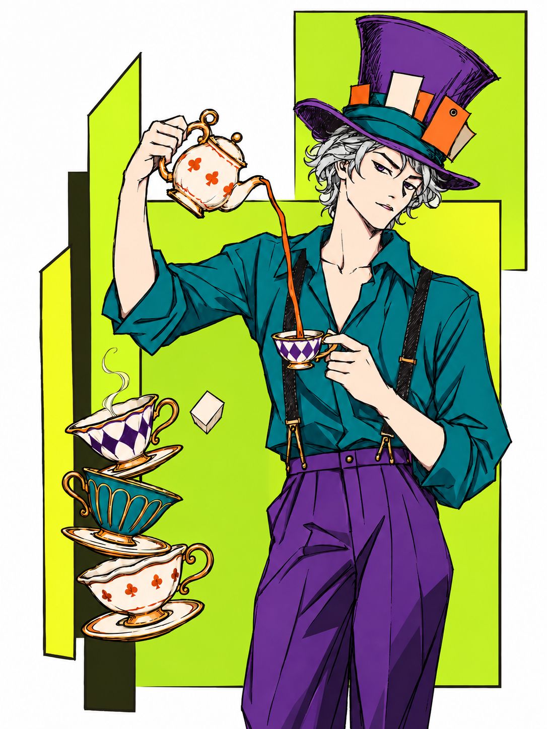 Illustrazione definitiva del Cappellaio Matto per il sistema visivo Down the Teacup