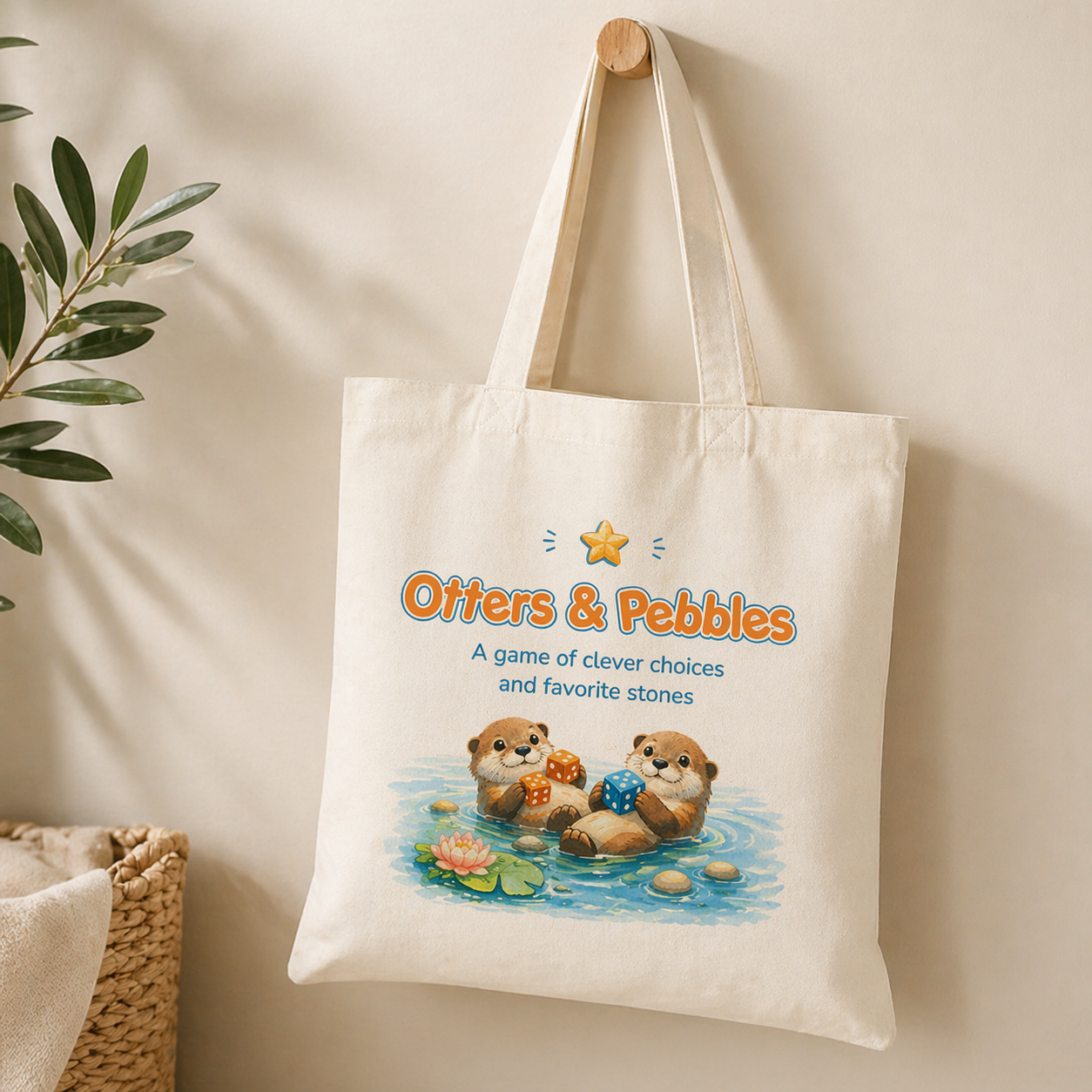 Tote bag con il logo di Otters & Pebbles stampato